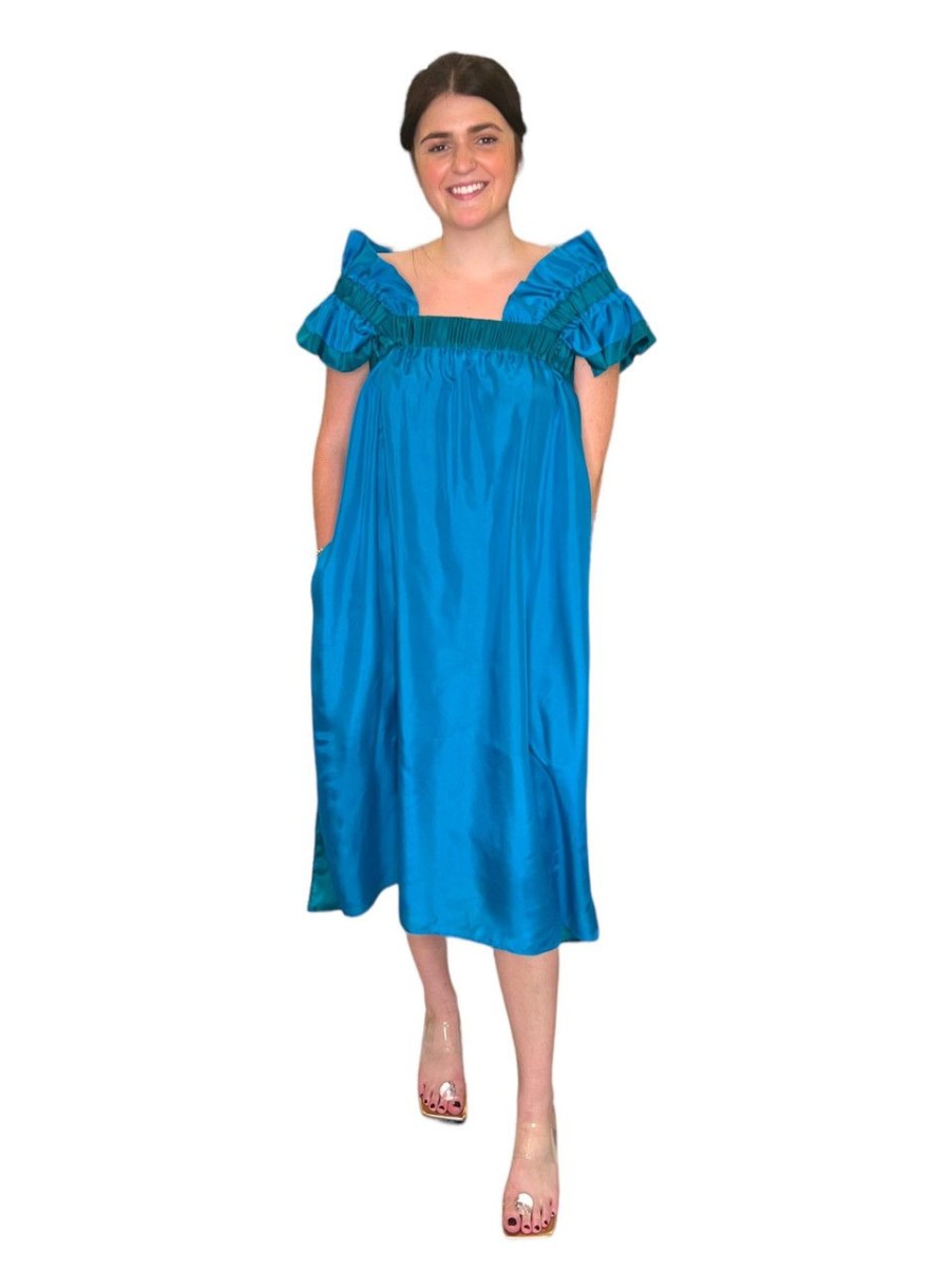 Clothing Inclan | Inclan Knoll Dress, Opal Teal