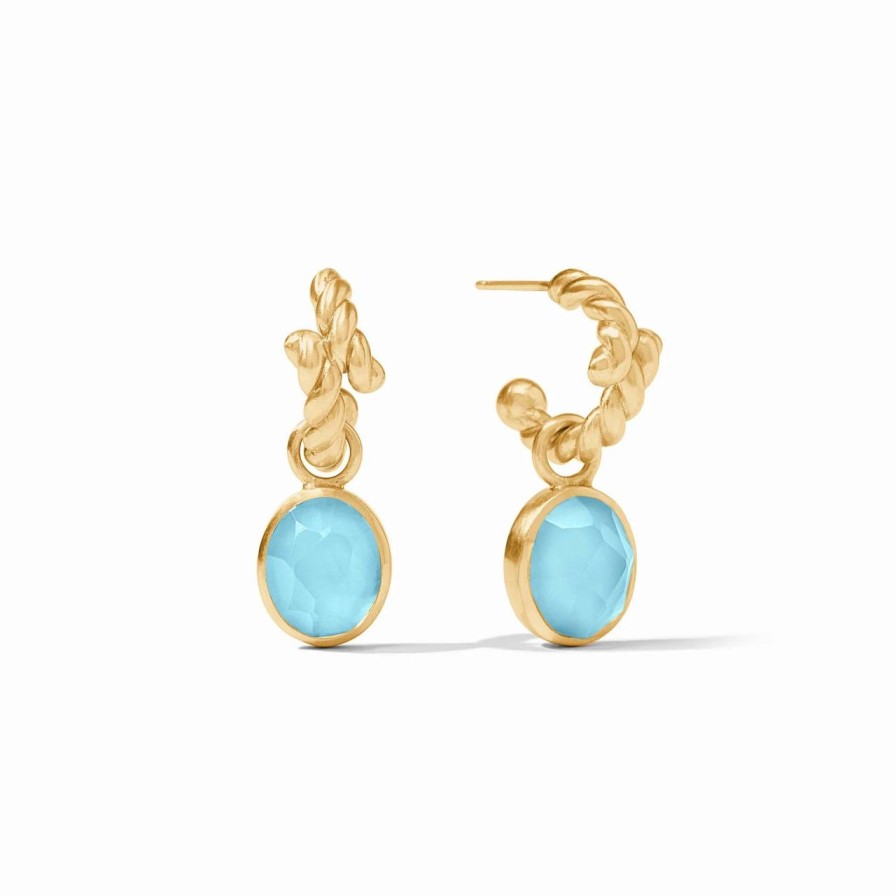 Jewelry JULIE VOS | Julie Vos Nassau Hoop & Charm Earring, Iridescent Capri Blue