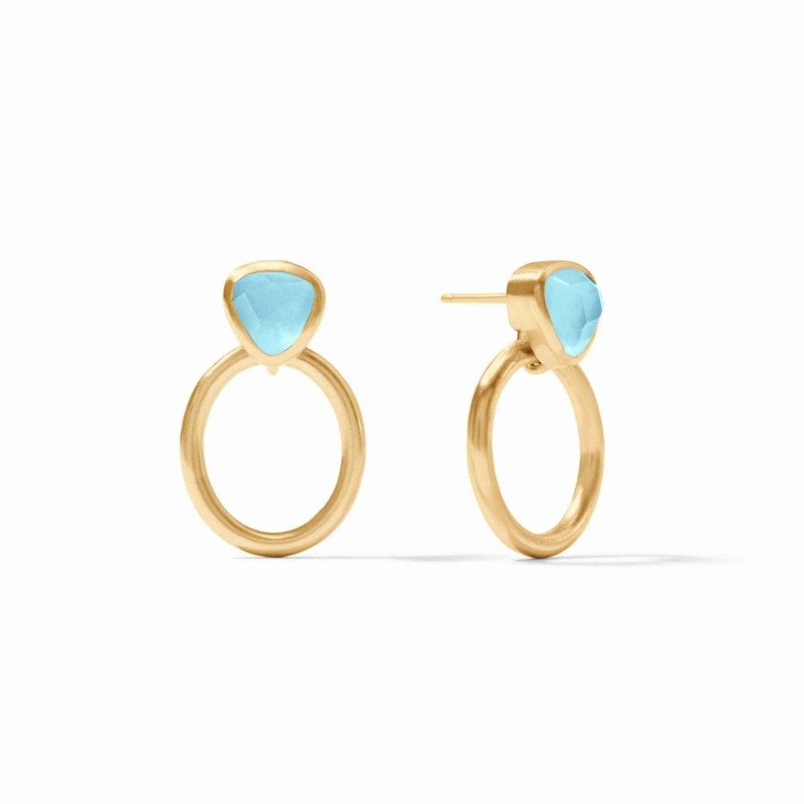 Jewelry JULIE VOS | Julie Vos Aquitaine Demi Doorknocker Earring, Iridescent Capri Blue