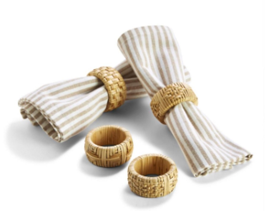 Home & Gifts TWO'S COMPANY | 53149 Cane Napkin Rings , Set Of 4