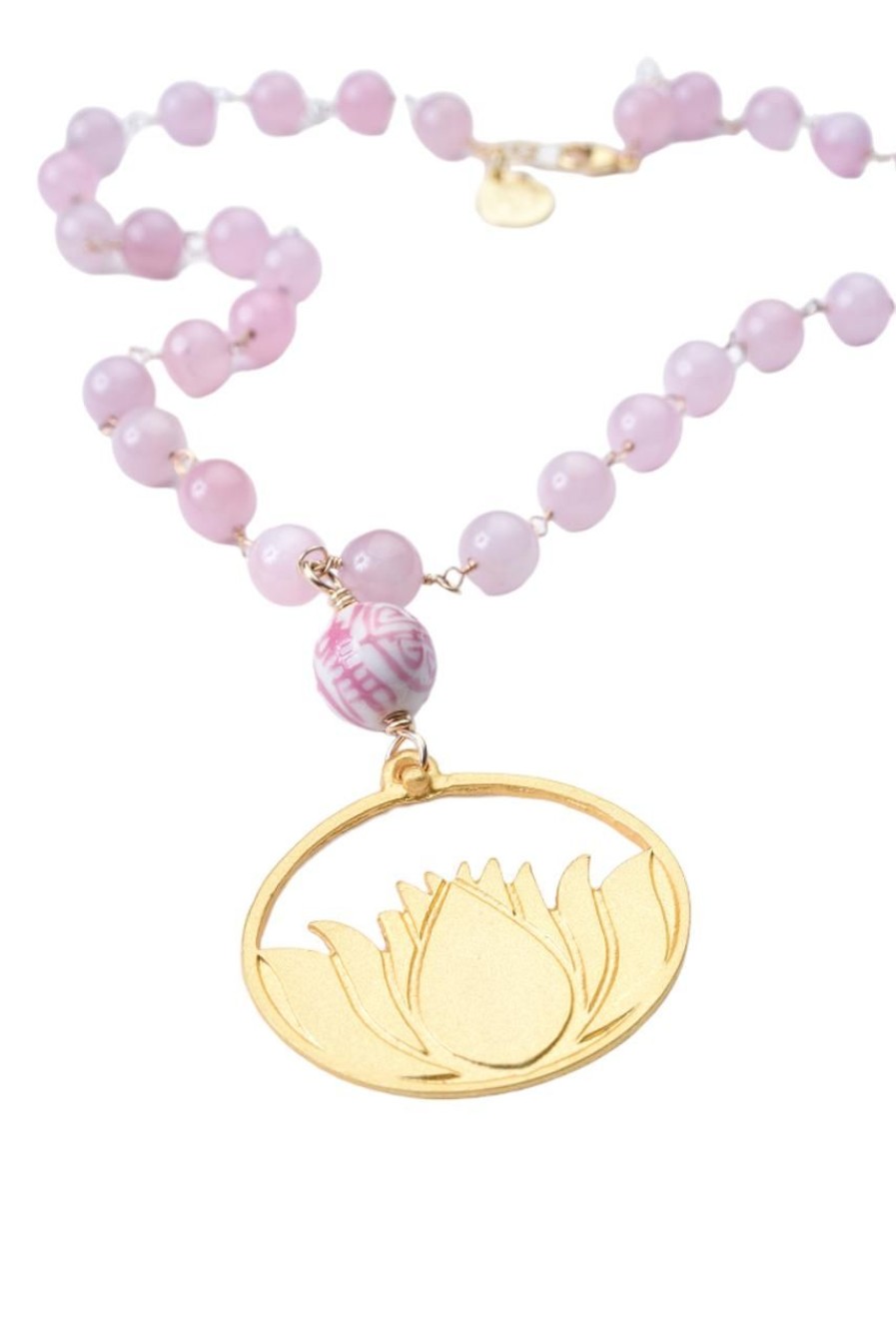 Jewelry WENDY PERRY | Wendy Perry Rose Quartz Lotus Necklace