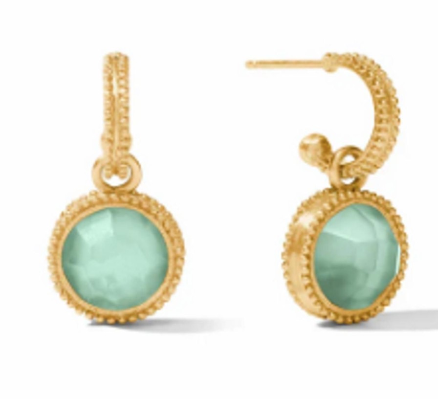 Jewelry JULIE VOS | Julie Vos Fleur­ De­ Lis Hoop & Charm Earring, Iridescent Aquamarine Blue