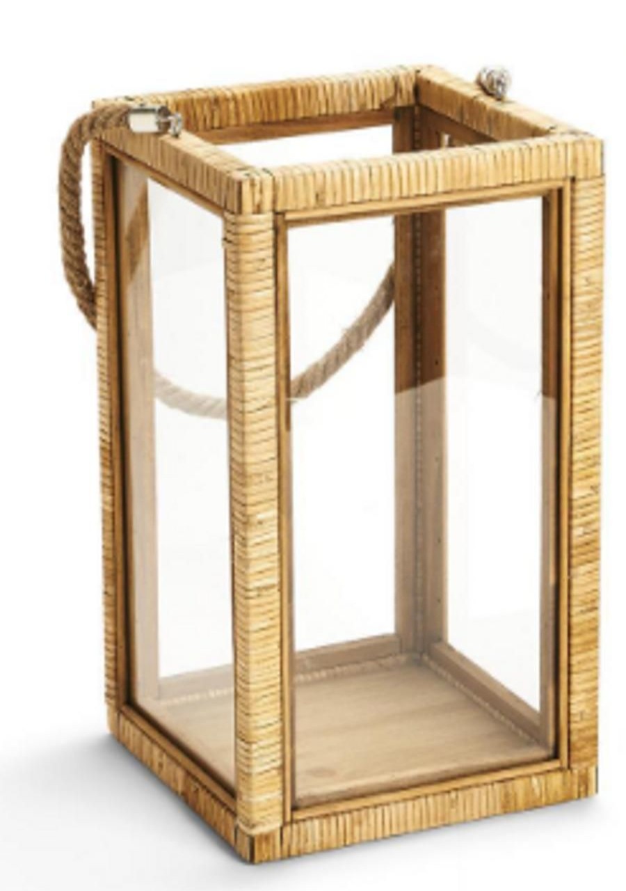 Home & Gifts TWO'S COMPANY | Two'S Company Bali Rattan Lantern With Rope Handle, Small