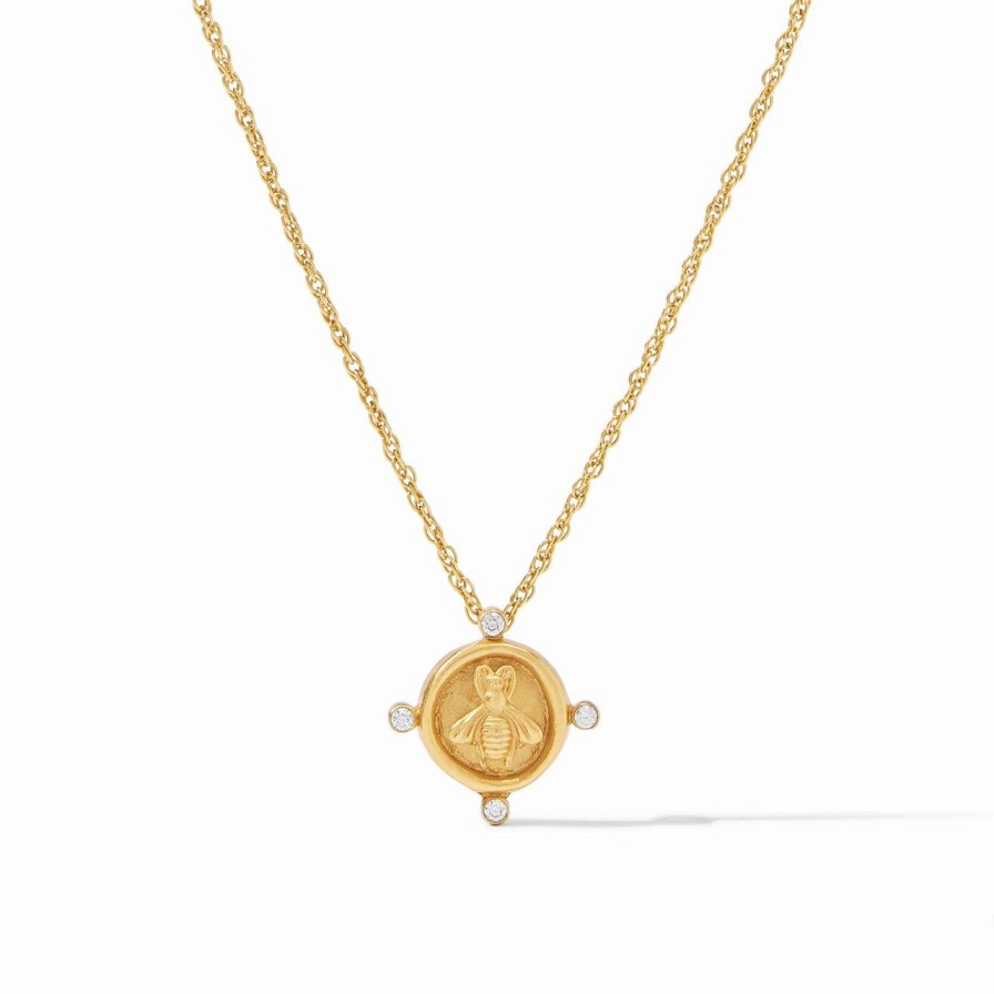 Jewelry JULIE VOS | Julie Vos Bee Cameo Solitarie Necklace Gold Cz