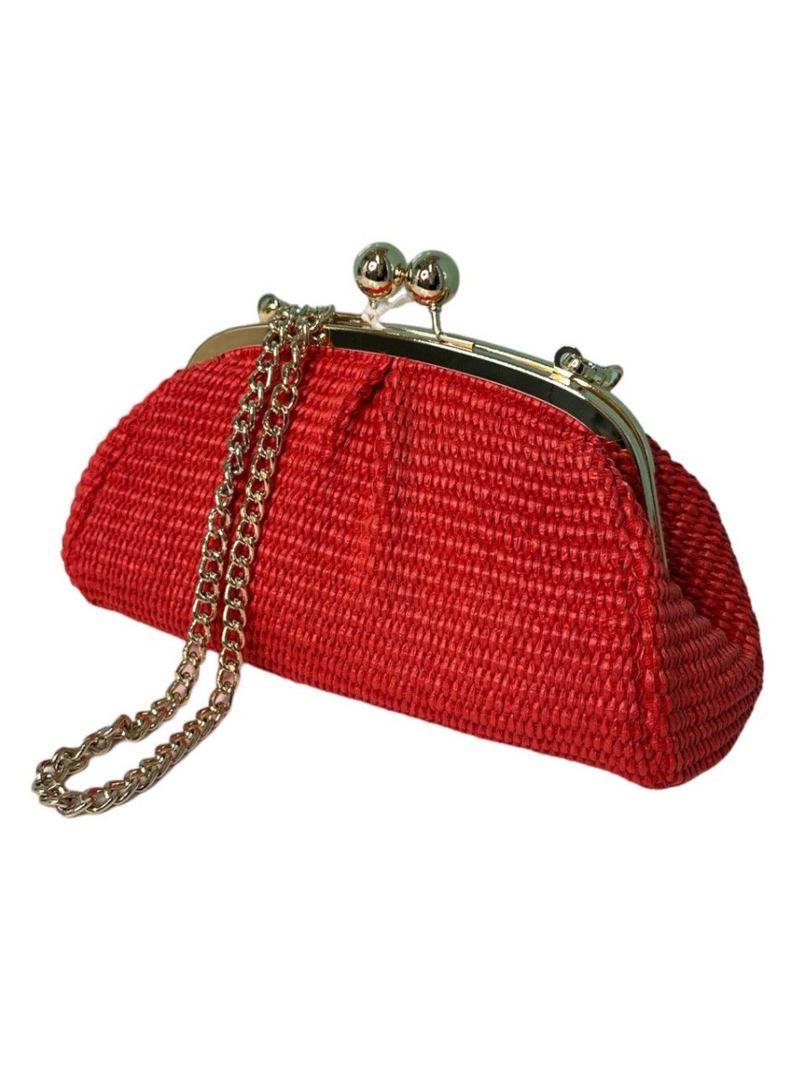 Accessories German Fuentes | German Fuentes Raffia Bag, Blood Orange