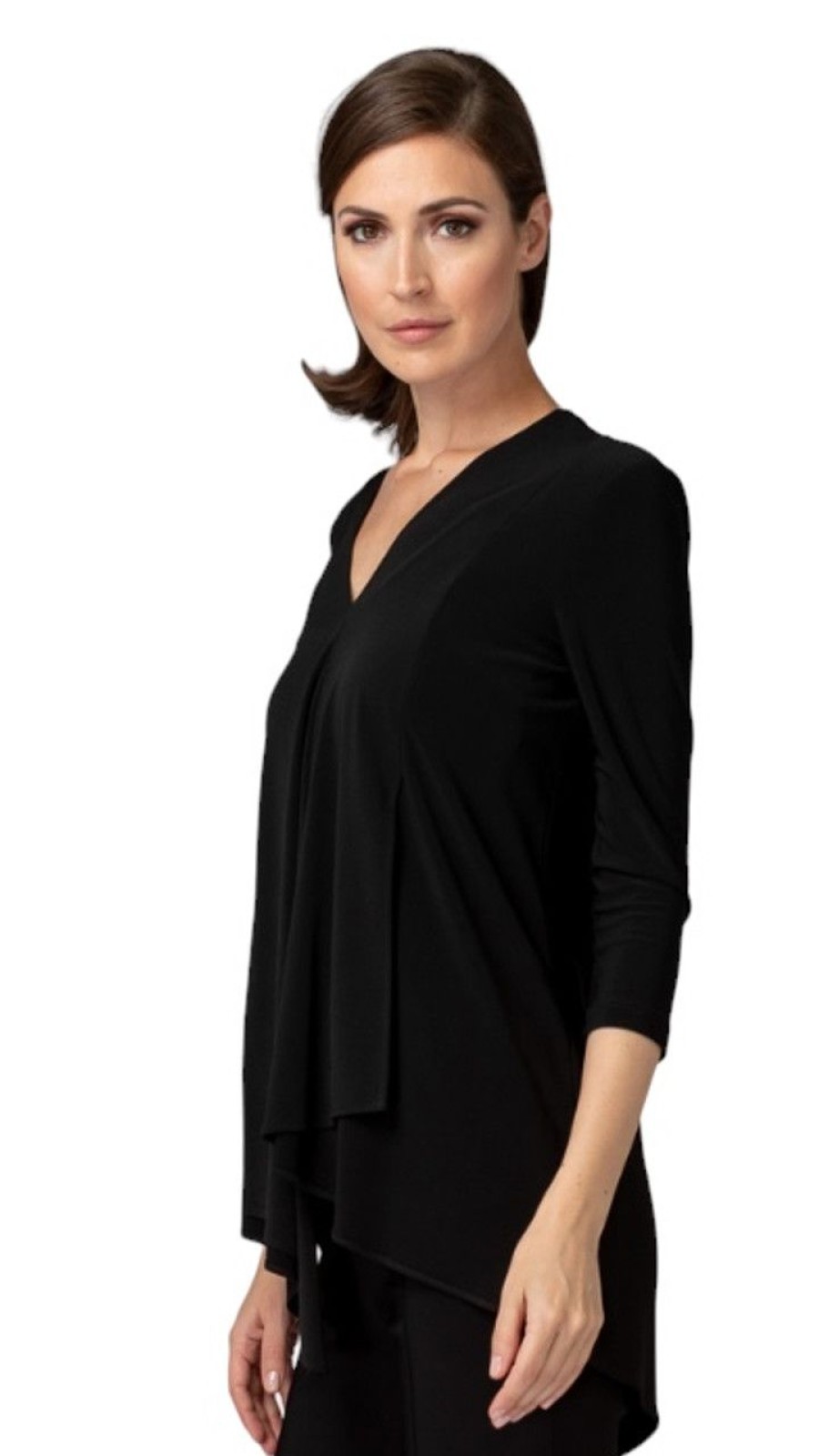 Clothing Joseph Ribkoff | Jospeh Ribkoff 3/4 Sleeve Asymmetric Tunic, Black