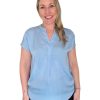 Clothing RENUAR | Renuar Cap Sleeve Airflow Top, Celeste