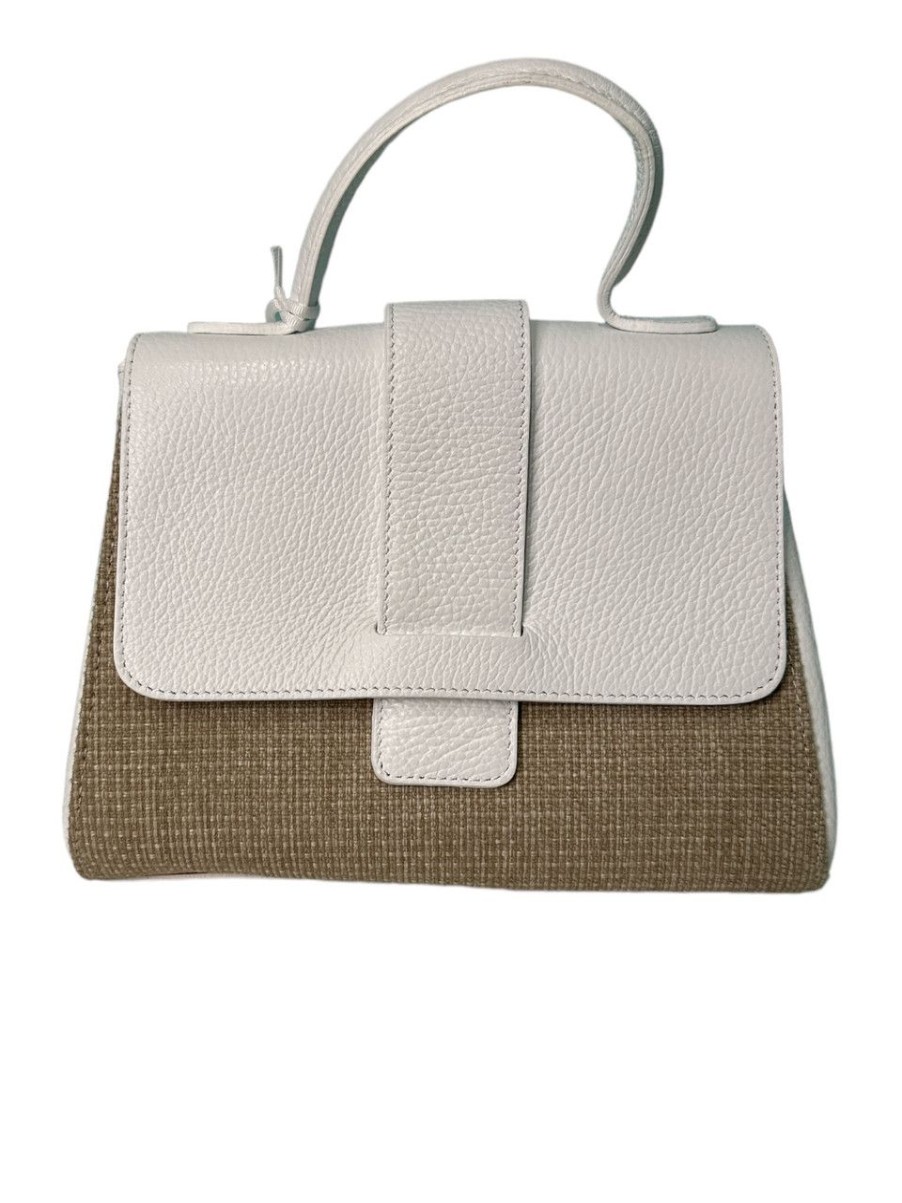 Accessories German Fuentes | German Fuentes Raffia Top Handle Bag, White