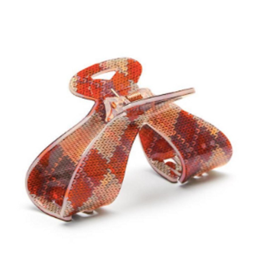 Accessories TWO'S COMPANY | Two'S Company Plaid Claw Clips, Fun Red