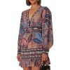 Clothing Farm Rio | Farm Rio Long Sleeve Mini Dress, Wild Night Lavender