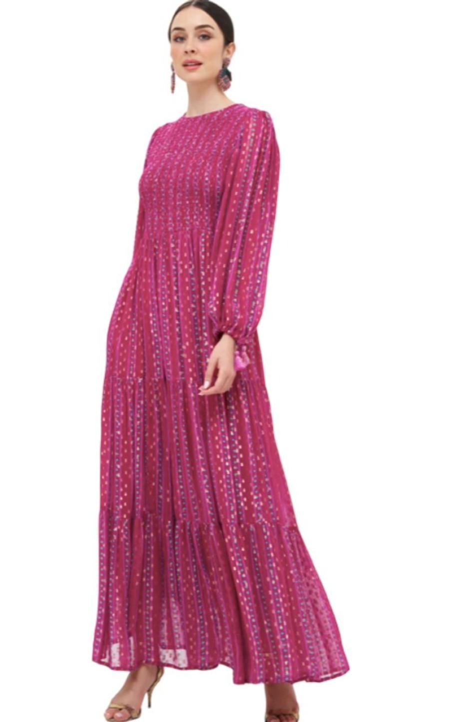 Clothing OLIPHANT | Oliphant Smocked Top Maxi, Magenta