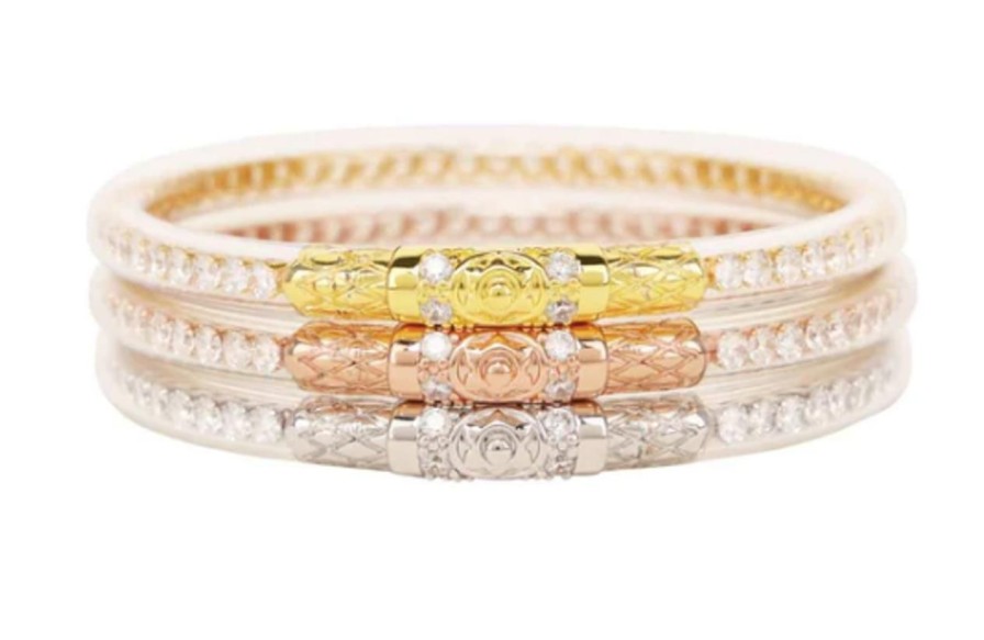 Jewelry BuDhaGirl | Budhagirl Medium Three Queens All Weather Bangles, Clear Crystal