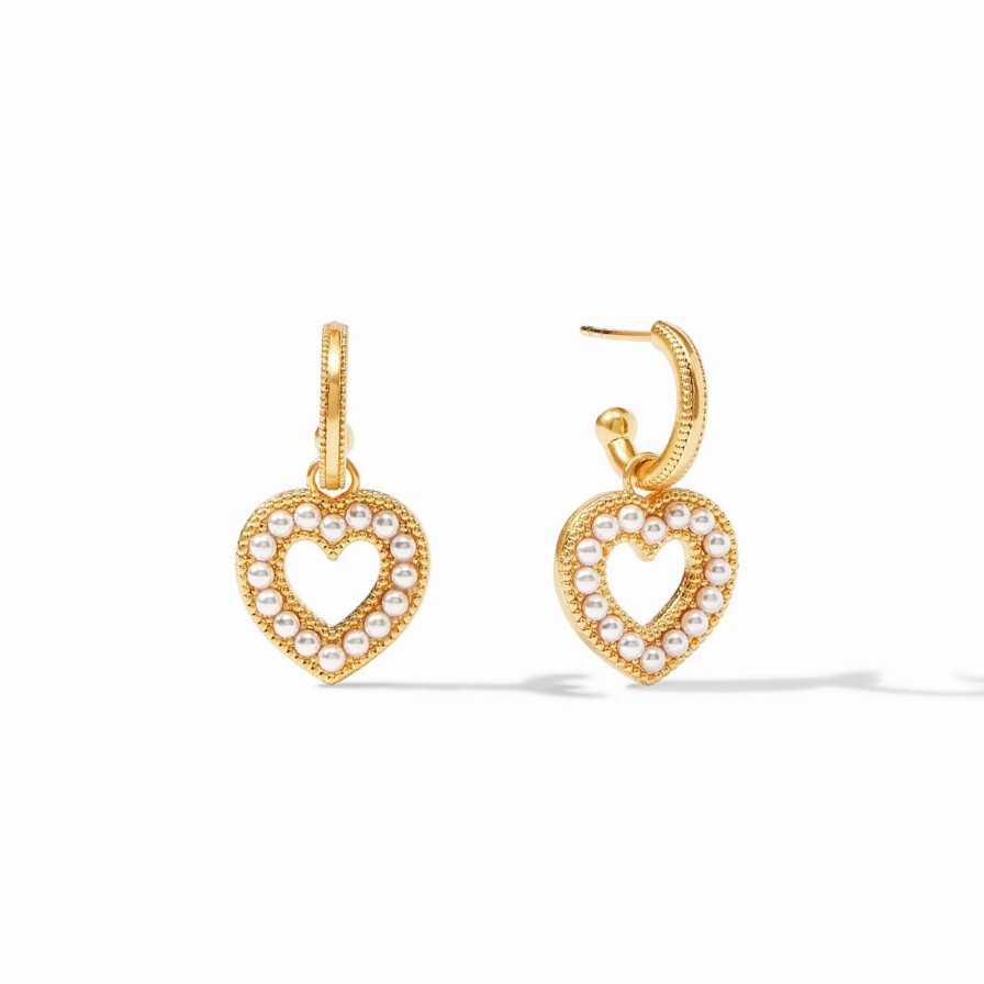 Jewelry JULIE VOS | Julie Vos Heart Hoop & Charm Earring, Pearl