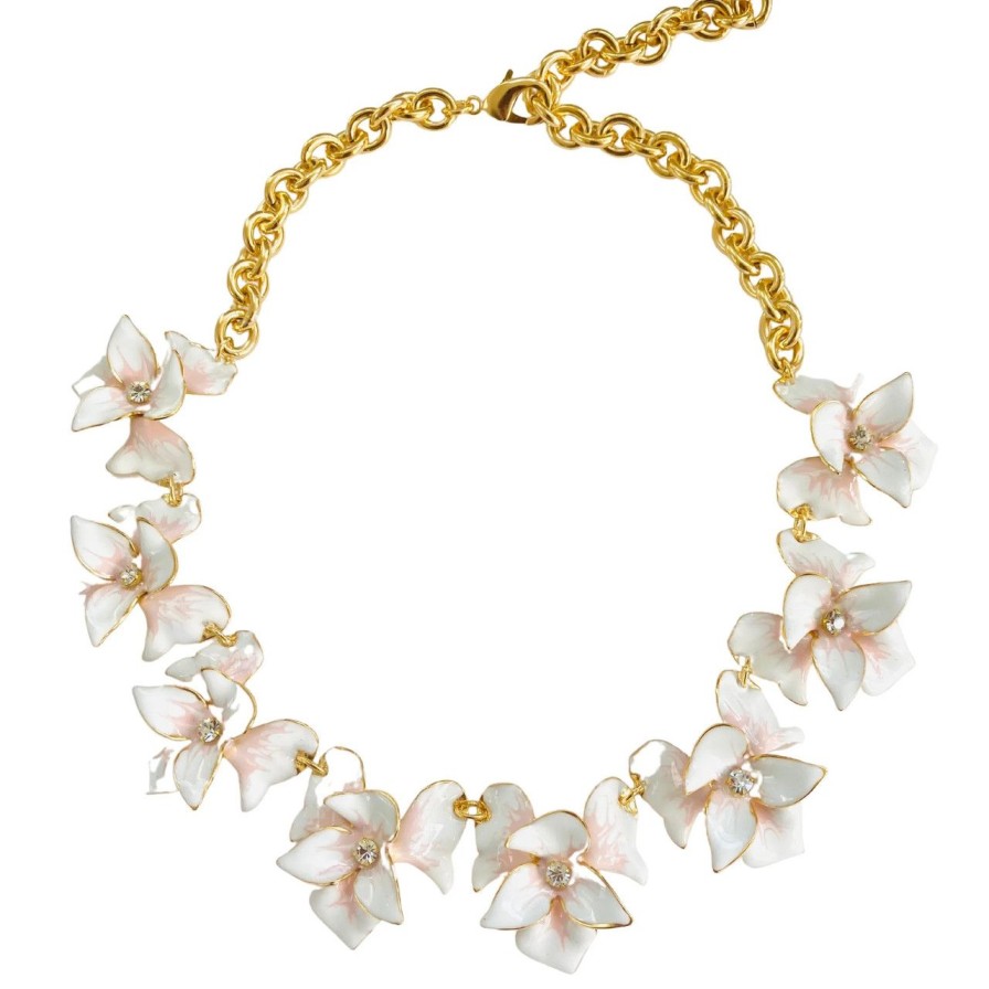 Jewelry The Pink Reef | The Pink Reef - White Orchid Necklace With Light Pink