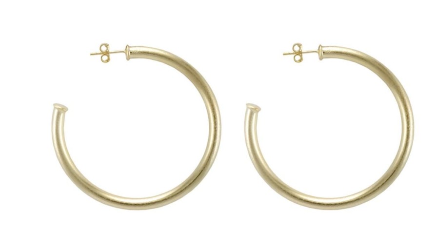 Jewelry SF DESIGNS, LLC | Sheila Fajl Small Everybody'S Favorite Hoops, Brushed Gold