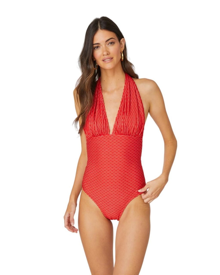 Clothing SHOSHANNA | Shoshanna Halter One Piece, Red