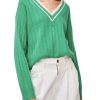 Clothing White + Warren | White + Warren Cashmere Varsity Wide Rib, Retro Green White