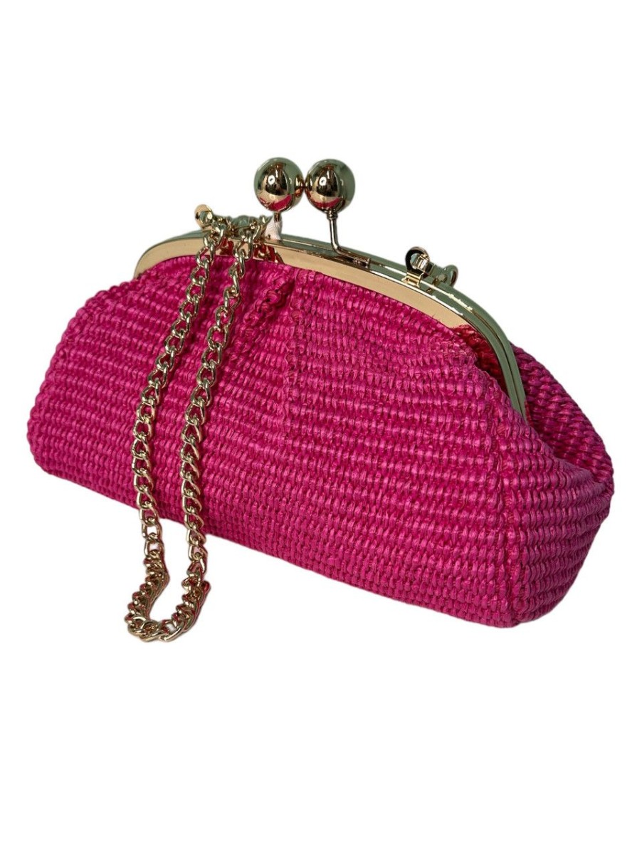 Accessories German Fuentes | German Fuentes Raffia Bag, Hot Pink