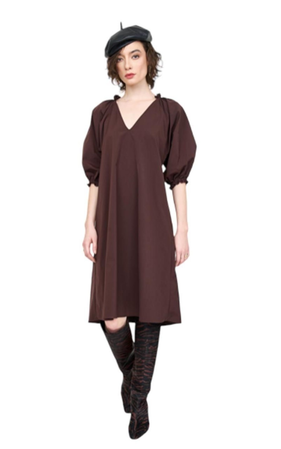 Clothing Inclan | Inclan Woodway Dress, Espresso