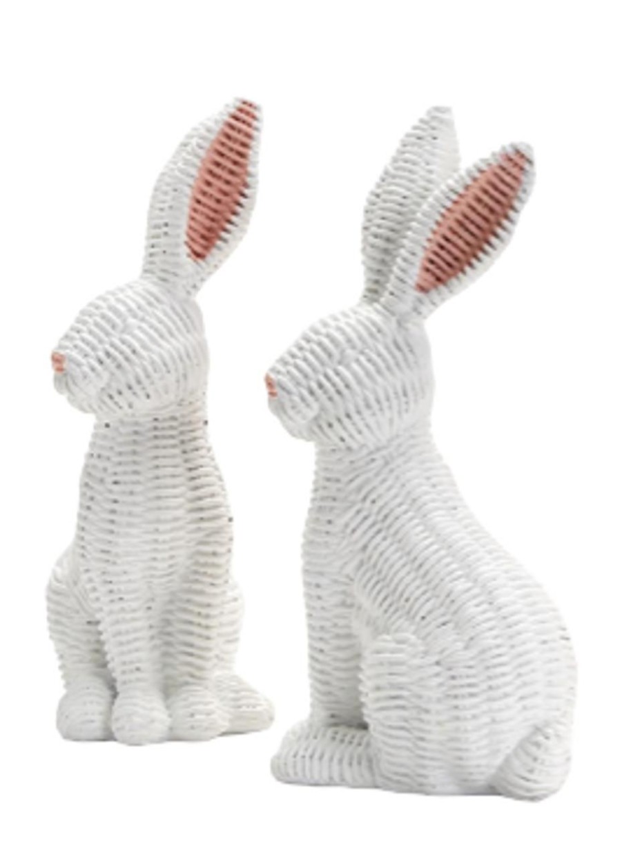 Home & Gifts TWO'S COMPANY | Two'S Company Basket Weave Bunny Set Of 2, White