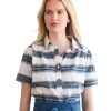 Clothing Never A Wallflower | Never A Wallflower Everything Short Sleeve Top, Blue And Brown Stripe