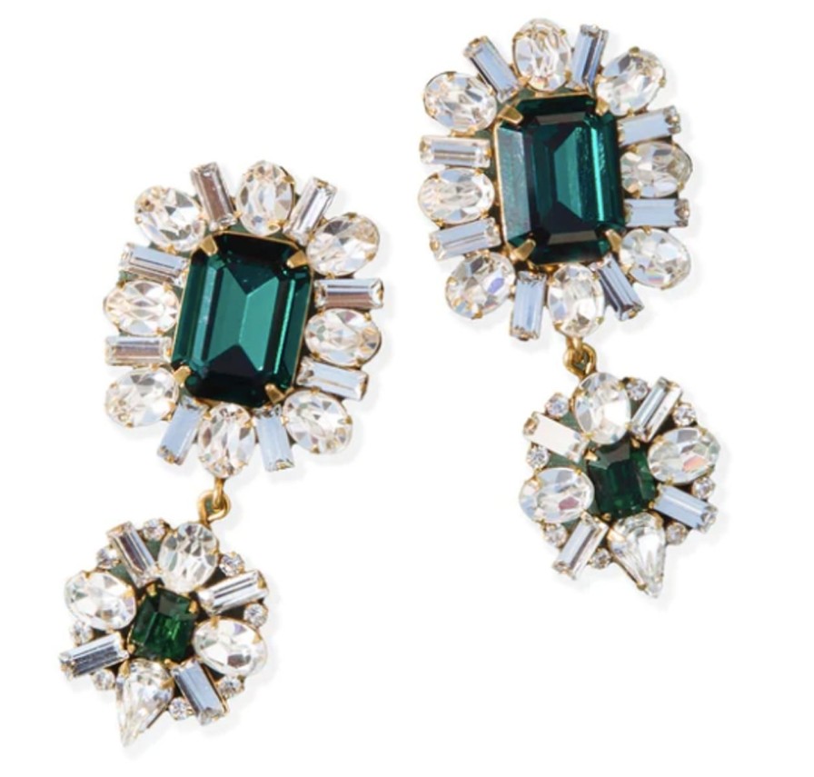 Jewelry LOREN HOPE | Loren Hope Grand Dame Earrings, Emerald Clip On