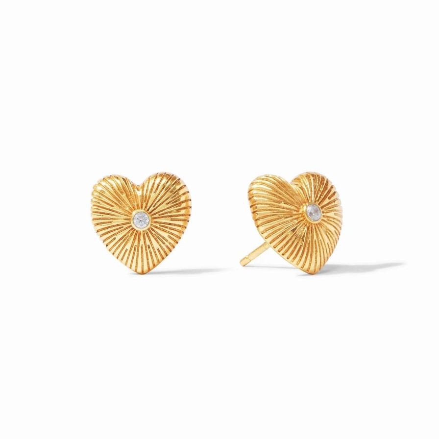 Jewelry JULIE VOS | Er792Gcz00 Esme Heart Stud Gold Cz