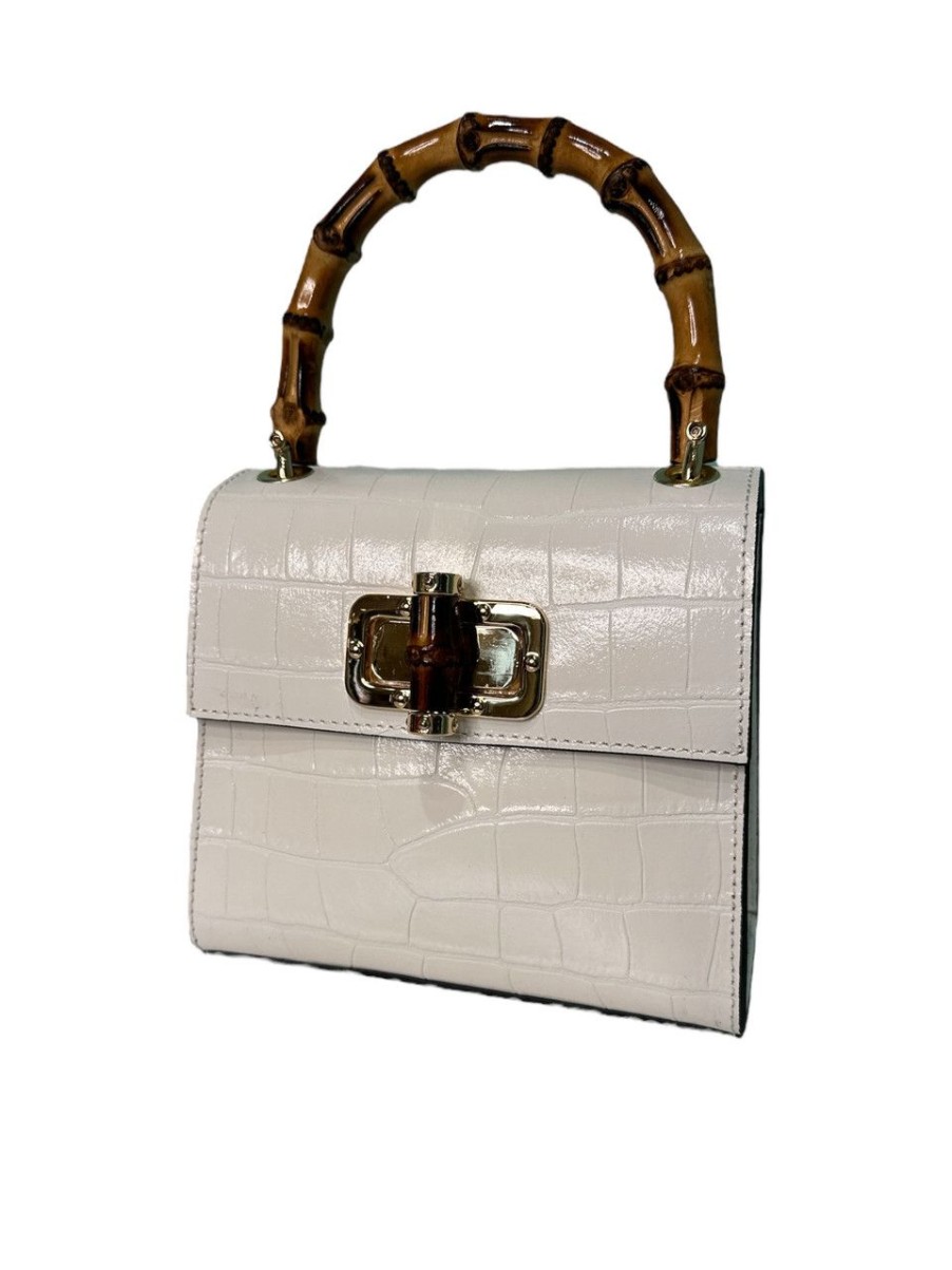 Accessories German Fuentes | German Fuentes Petite Bamboo Handle Bag, White