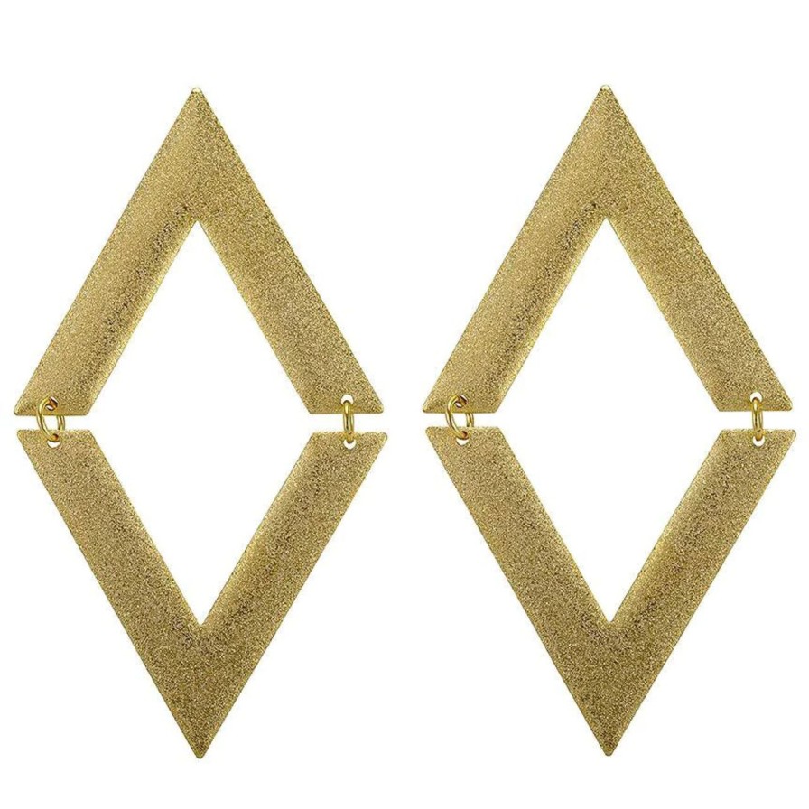 Jewelry SHEILA FAJL | Brw3744 V On V Earrings Brshed Gold