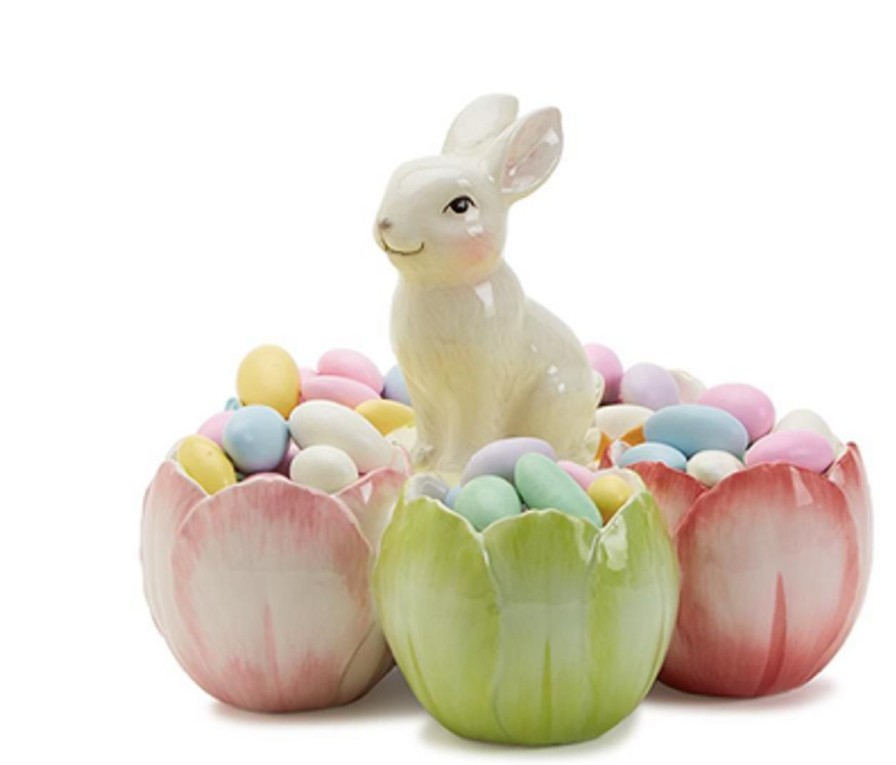 Home & Gifts TWO'S COMPANY | Two'S Company In Full Bloom Tidbit Dish, Bunny