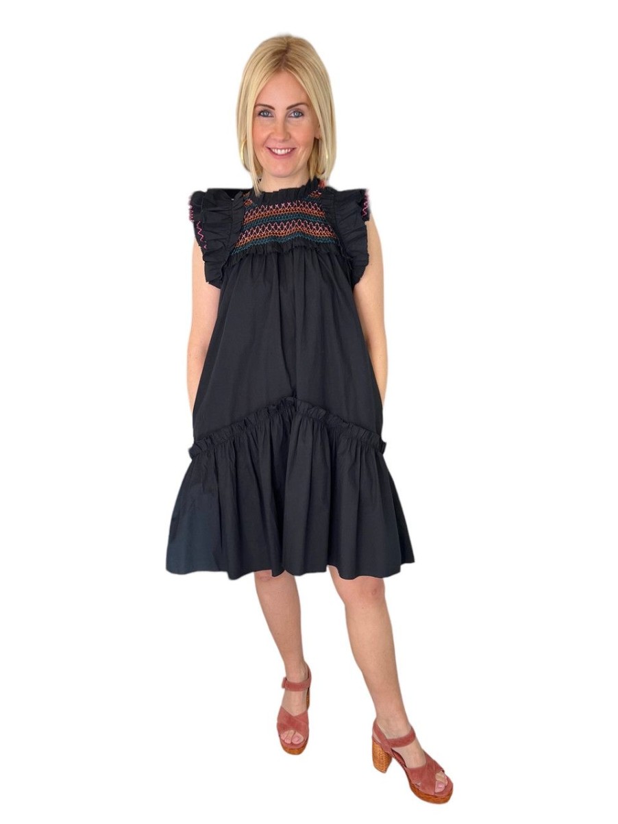 Clothing LOVE THE LABEL | Love The Label Poppy Dress, Black Multi