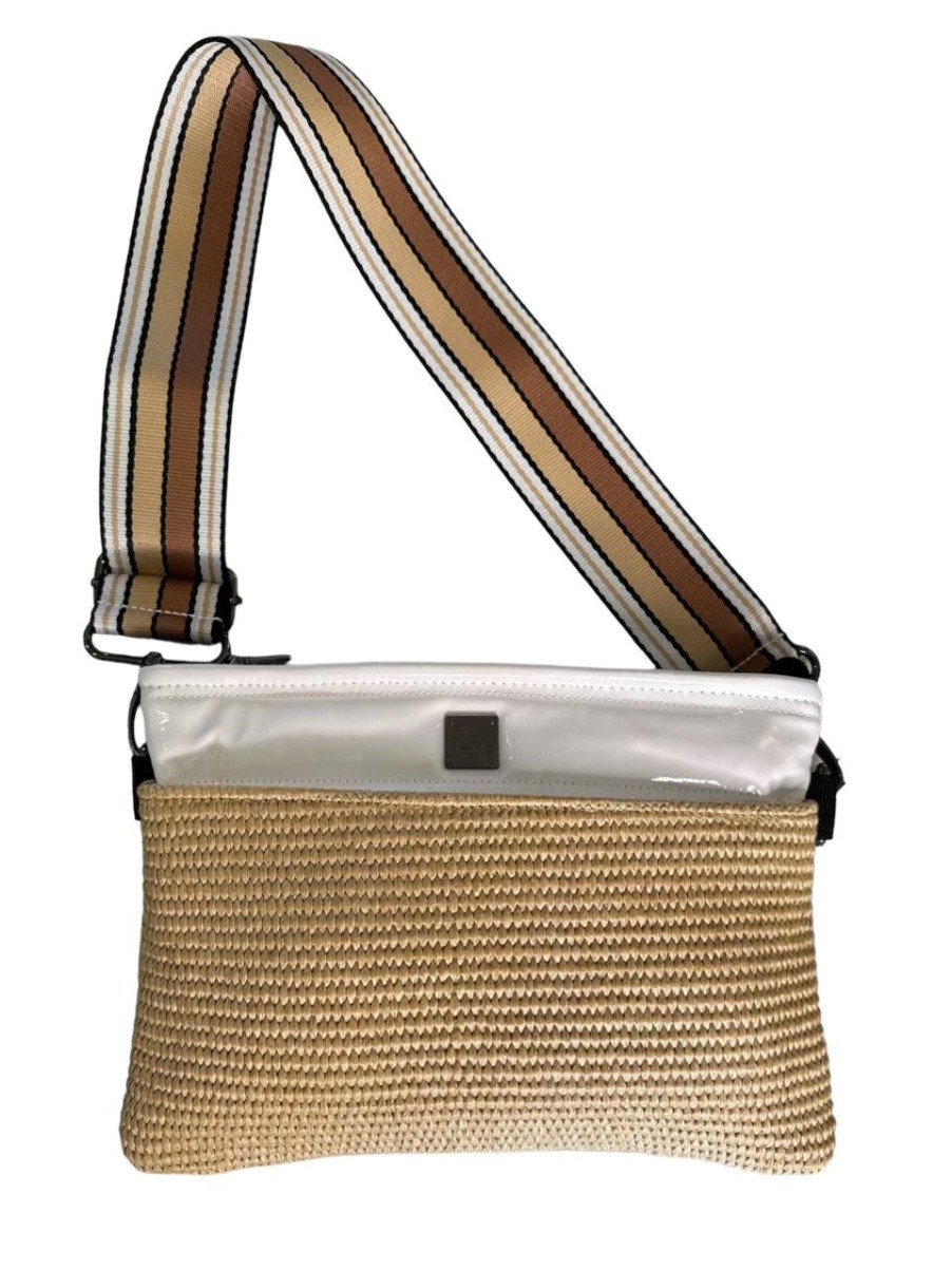 Accessories Think Royln | Think Royln Yacht Bum Bag 2.0, Dune Raffia/White Patent