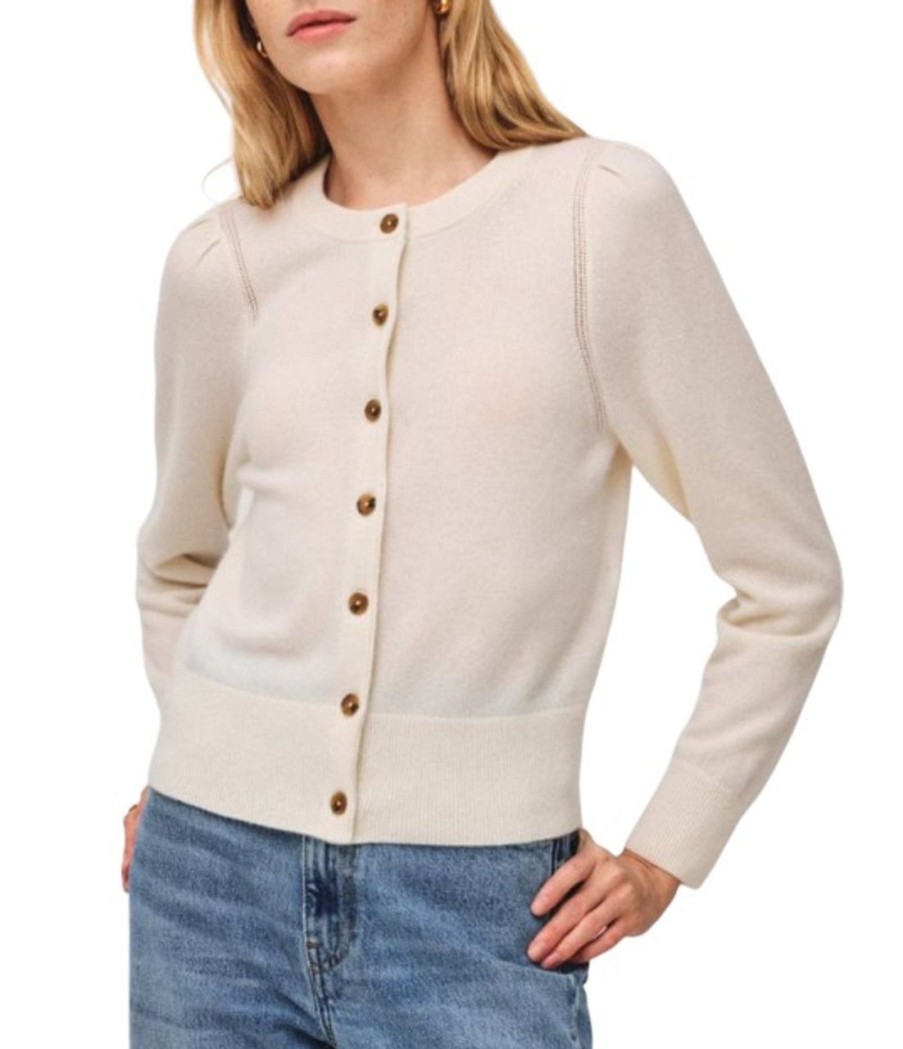 Clothing White + Warren | White + Warren Cashmere Puff Sleeve Cardigan, Soft White