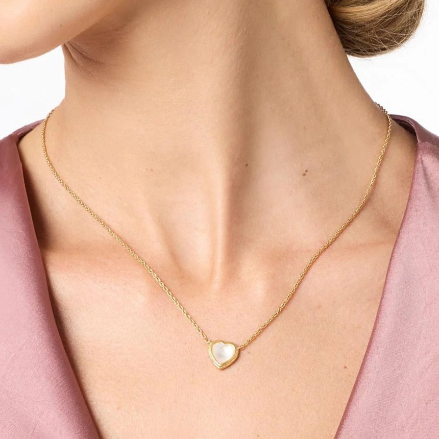 Jewelry JULIE VOS | Julie Vos Heart Delicate Necklace, Pearl