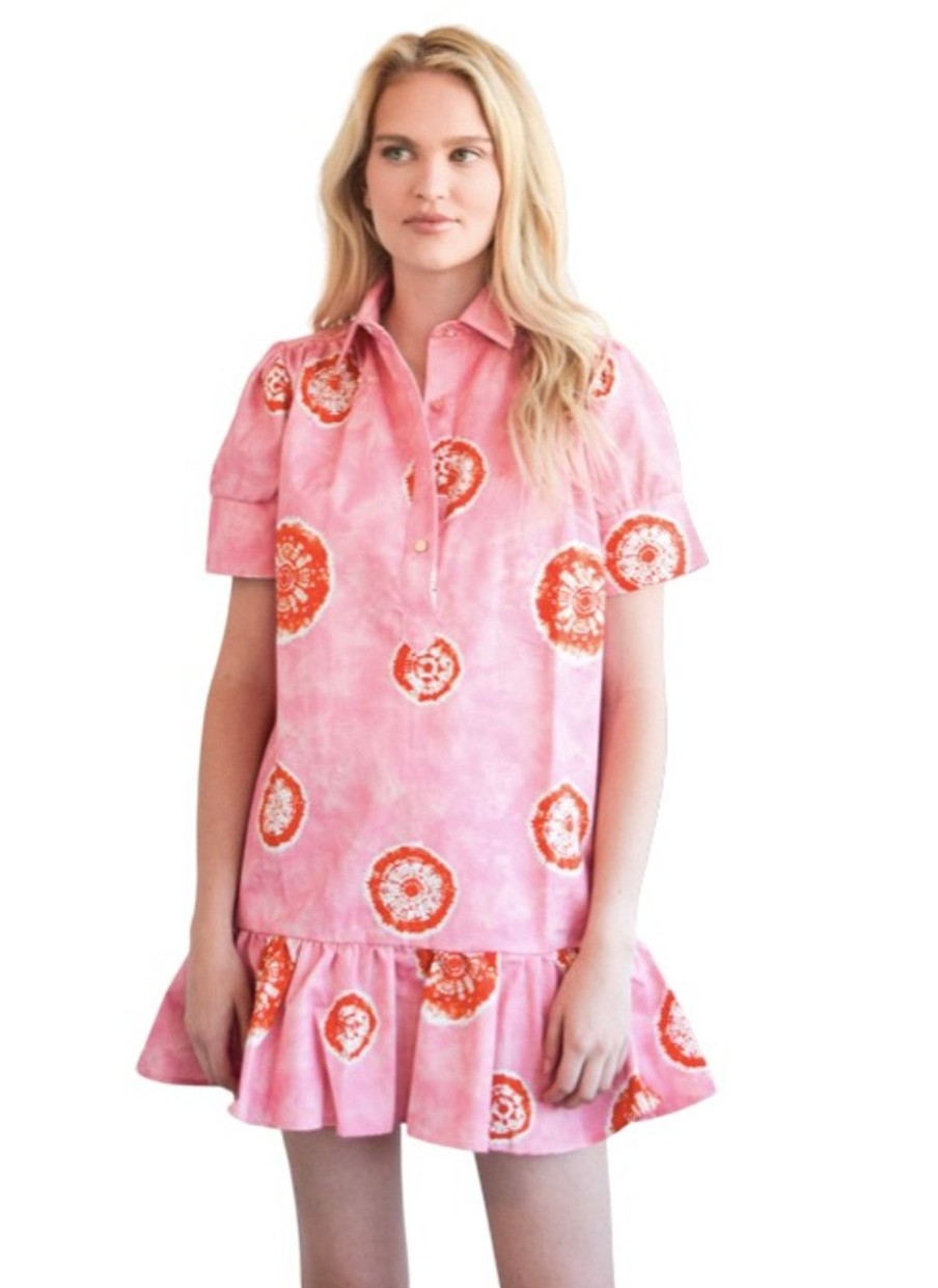 Clothing Never A Wallflower | Never A Wallflower Ruffle Everything Dress, Pink And Orange Tie Dye