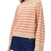 Clothing White + Warren | White + Warren Organic Cotton Striped Raglan Crewneck, Sailcloth Candy Apple