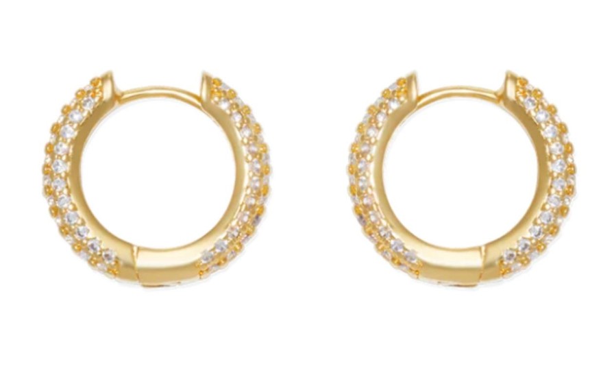 Jewelry LOREN HOPE | Loren Hope Pave Huggie Hoops, Gold