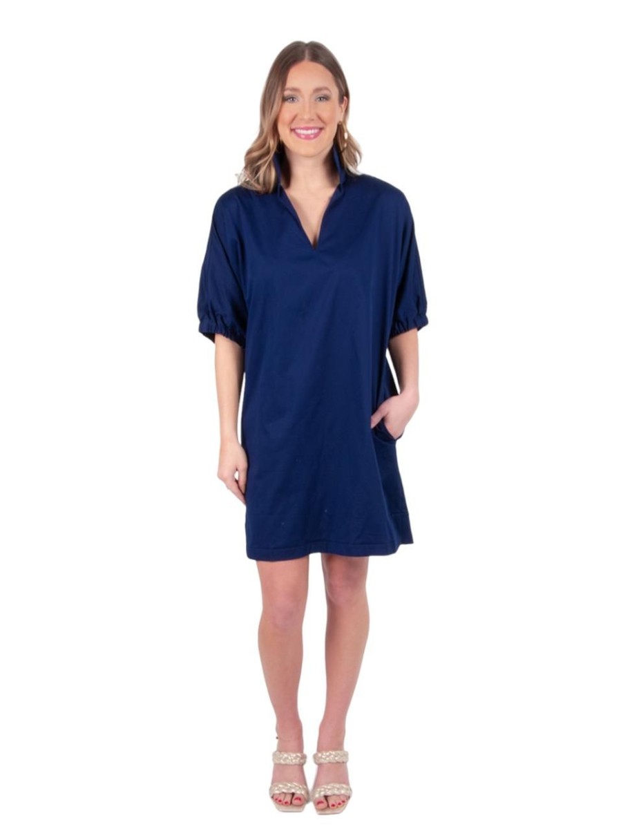 Clothing EMILY MCCARTHY | Emily Mccarthy Poppy Dress Cotton, Navy