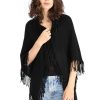 Clothing MINNIE ROSE | Minnie Rose Cashmere Fringe Shawl, Black