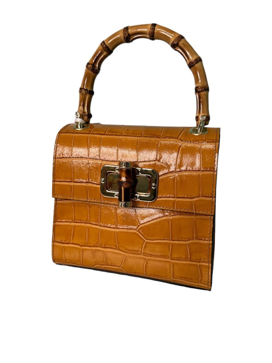 Accessories German Fuentes | German Fuentes Petite Bamboo Handle Bag, Camel