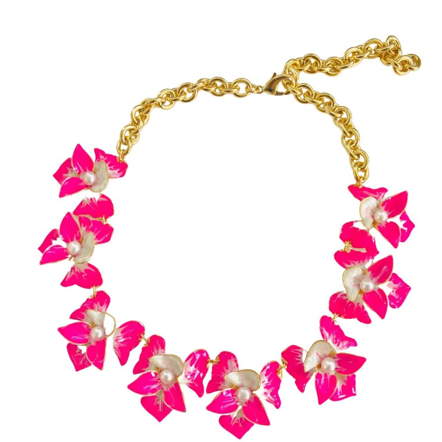 Jewelry The Pink Reef | The Pink Reef - Orchid Necklace In Neon Pink